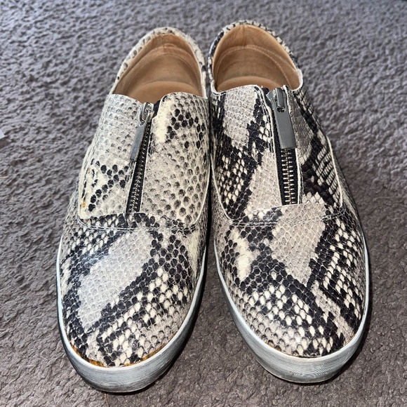 Sesto Meucci Leather Python Print Casual Flat Zipper Shoes - Picture 6 of 7